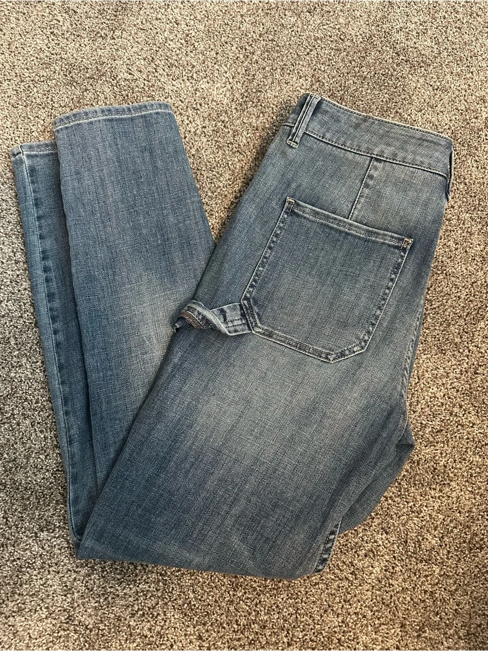 WHBM The Slim Ankle Jeans Size 6 High Rise Skinny Blue Denim Glitter Festival